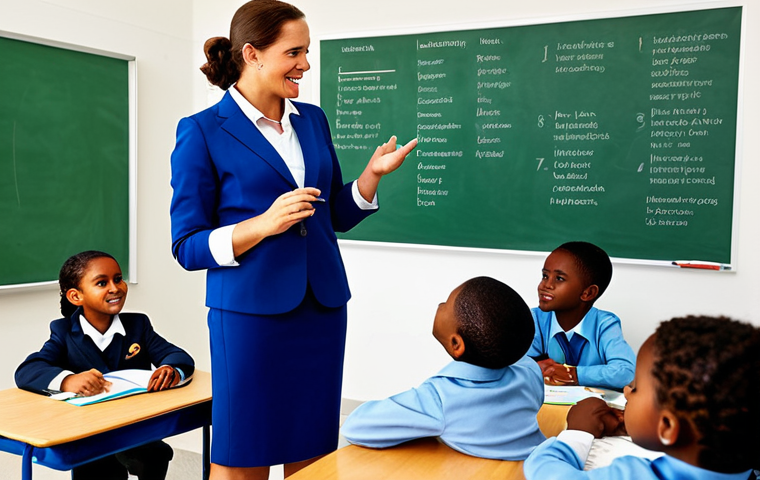 Polished Professional**

"A confident female educator in a modern, well-lit classroom setting, fully clothed in a professional blazer and modest dress, interacting with diverse children engaged in learning activities. Background includes colorful educational posters and age-appropriate learning materials. Perfect anatomy, natural proportions, well-formed hands, safe for work, appropriate content, professional, family-friendly, high-resolution, detailed."

**