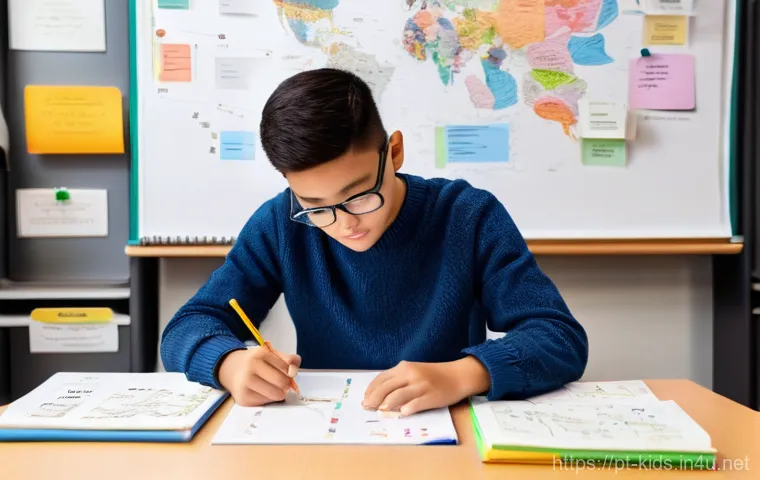 유아교육지도사 자격증 시험일 대비 공부법 - **Prompt:** "A young adult student, appearing focused and determined, sits at a clean, well-organize...