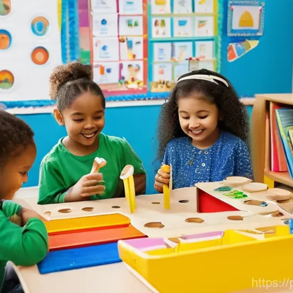 유아교육지도사 실기시험 준비와 관련된 조언 - **Prompt:** A vibrant and engaging early childhood classroom bustling with activity. A diverse group...