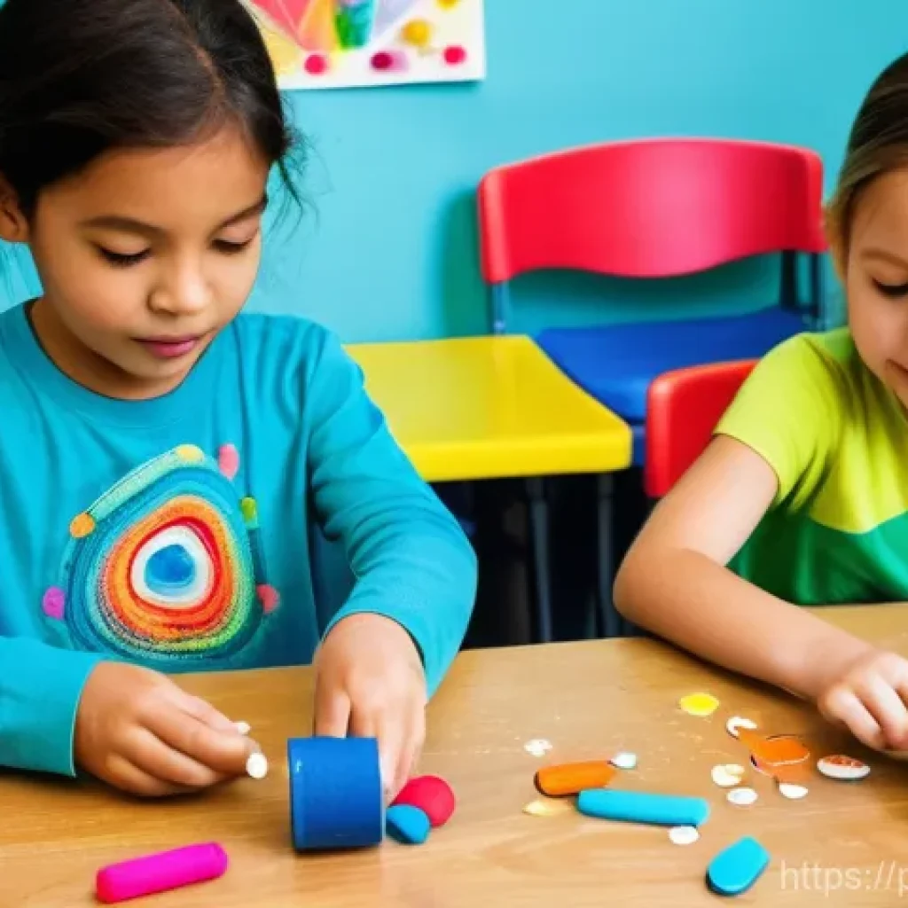 유아교육지도사 실기시험 대비 교육 자료 제작법 - **Prompt 1: Creative Play with Recycled Materials**
    "A vibrant, sun-drenched classroom, filled w...