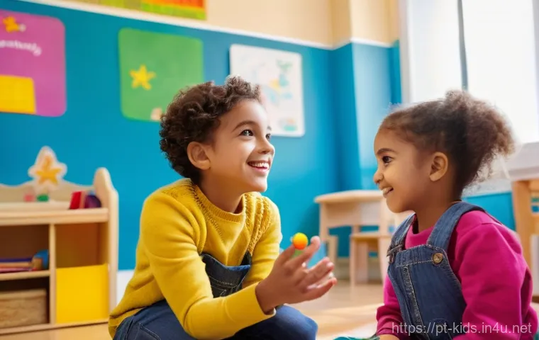 유아교육지도사 실기시험 시 주요 채점 기준 - A warm and inviting scene inside a Portuguese early childhood classroom. A female educator with a ki...