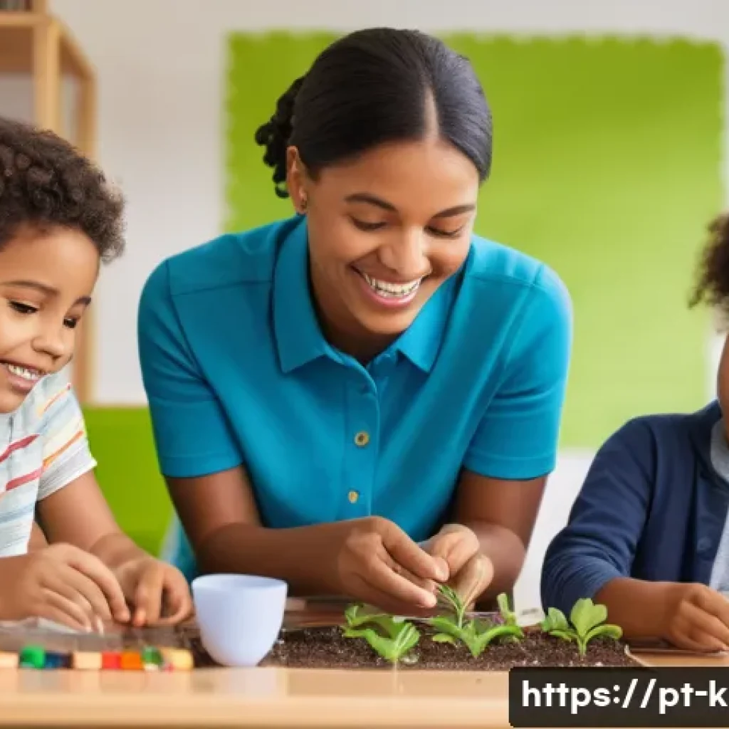 유아교육지도사 경력 개발 세미나 - A vibrant early childhood classroom scene featuring diverse young children actively engaged in a han...