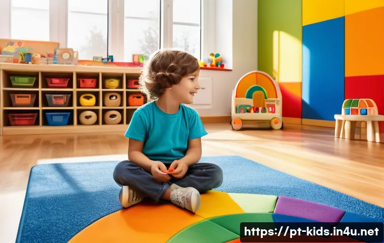 유아교육지도사로서 교육 설계 후 사례 공유 - A vibrant early childhood classroom corner designed to stimulate sensory development, featuring a va...