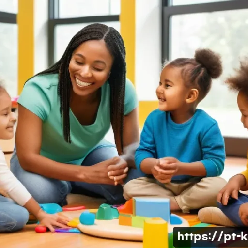 유아교육지도사 실무 사례 연구 방법 - A bright and colorful classroom scene showing a diverse group of young children aged 3 to 5, all wea...