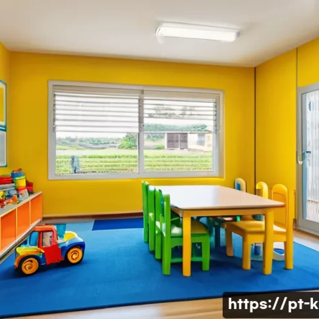 유아교육지도사로서의 학생 관리 노하우 - A bright and colorful early childhood classroom scene in Brazil, designed for safety and accessibili...
