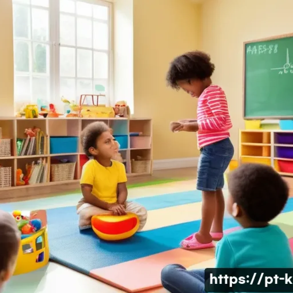 유아교육지도사 자격증 시험 과목별 공부 전략 - A bright and colorful classroom scene showing a diverse group of young children aged 4 to 6, all wea...