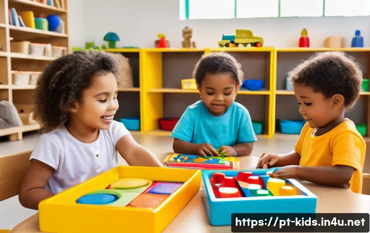 유아교육지도사 자격증을 위한 필수 도구 리스트 - A bright and cheerful early childhood classroom scene in Brazil, featuring a diverse group of young ...