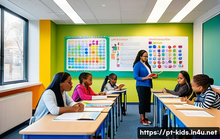 유아교육지도사 자격증 시험 기출문제 분석법 - A diverse group of early childhood educators in a bright, modern classroom setting, collaboratively ...