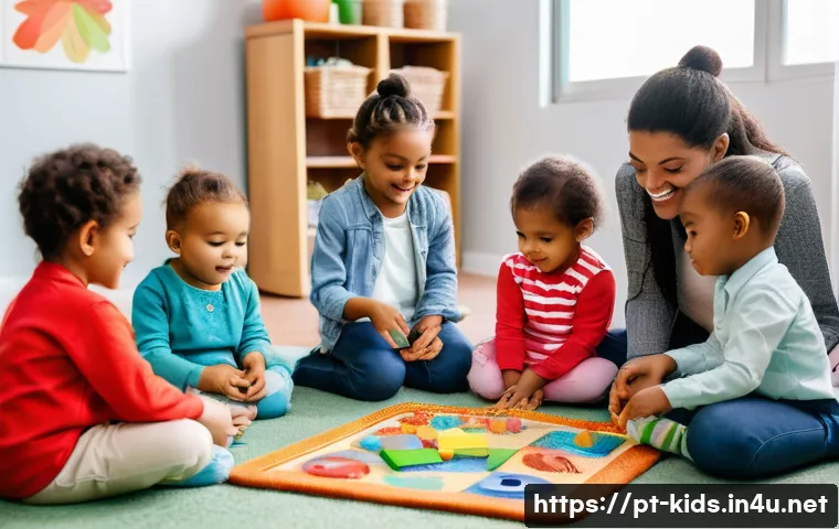 유아교육지도사 실기시험 준비 시 필수 항목 - A vibrant and cozy early childhood classroom scene in a Brazilian daycare center, showing a diverse ...