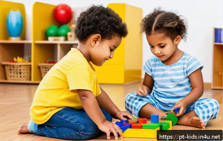 유아교육지도사로서의 업무 목표 설정법 - A bright and colorful early childhood classroom scene in Brazil, featuring a diverse group of young ...