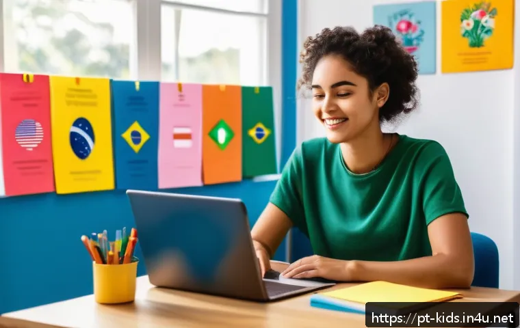 유아교육지도사 필기시험 대비 학습자료 추천 - A bright and cozy study room with a young adult woman of Brazilian descent sitting at a wooden desk ...
